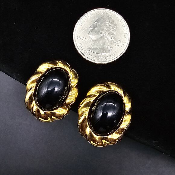 Interchangeable Clip On Earrings Gold Tone Moghul Cabochon Vintage Jewelry - Picture 8 of 10
